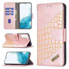 For Samsung Galaxy S22 5G Matching Color Crocodile Texture Leather Phone Case with Holder & Card Slots & Wallet(Rose Gold) - 1