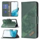 For Samsung Galaxy S22 5G Matching Color Crocodile Texture Leather Phone Case with Holder & Card Slots & Wallet(Green) - 1