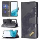 For Samsung Galaxy S22 5G Matching Color Crocodile Texture Leather Phone Case with Holder & Card Slots & Wallet(Black) - 1