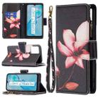 For vivo Y21 Colored Drawing Pattern Zipper Horizontal Flip Phone Leather Case with Holder & Card Slots & Wallet(Lotus) - 1