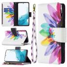 For Samsung Galaxy S22 5G Colored Drawing Pattern Zipper Horizontal Flip Phone Leather Case with Holder & Card Slots & Wallet(Sun Flower) - 1