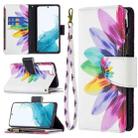 For Samsung Galaxy S22+ 5G Colored Drawing Pattern Zipper Horizontal Flip Phone Leather Case with Holder & Card Slots & Wallet(Sun Flower) - 1