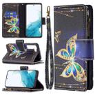 For Samsung Galaxy S22+ 5G Colored Drawing Pattern Zipper Horizontal Flip Phone Leather Case with Holder & Card Slots & Wallet(Big Butterfly) - 1