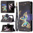 For Samsung Galaxy S22 Ultra 5G Colored Drawing Pattern Zipper Horizontal Flip Phone Leather Case with Holder & Card Slots & Wallet(Big Butterfly) - 1