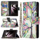 For Samsung Galaxy S22 Ultra 5G Colored Drawing Pattern Zipper Horizontal Flip Phone Leather Case with Holder & Card Slots & Wallet(Tree) - 1