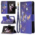 For Samsung Galaxy S22 Ultra 5G Colored Drawing Pattern Zipper Horizontal Flip Phone Leather Case with Holder & Card Slots & Wallet(Purple Butterfly) - 1