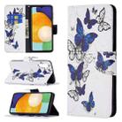 For Samsung Galaxy A13 5G Colored Drawing Pattern Horizontal Flip Phone Leather Case with Holder & Card Slots & Wallet(Blue Butterflies) - 1