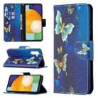 For Samsung Galaxy A13 5G Colored Drawing Pattern Horizontal Flip Phone Leather Case with Holder & Card Slots & Wallet(Gold Butterfly) - 1