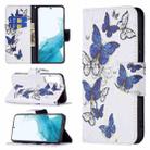 For Samsung Galaxy S22 5G Colored Drawing Pattern Horizontal Flip Phone Leather Case with Holder & Card Slots & Wallet(Blue Butterflies) - 1