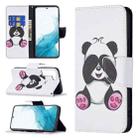 For Samsung Galaxy S22 5G Colored Drawing Pattern Horizontal Flip Phone Leather Case with Holder & Card Slots & Wallet(Panda) - 1