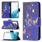 For Samsung Galaxy S22 5G Colored Drawing Pattern Horizontal Flip Phone Leather Case with Holder & Card Slots & Wallet(Purple Butterfly) - 1