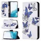 For Samsung Galaxy S22+ 5G Colored Drawing Pattern Horizontal Flip Phone Leather Case with Holder & Card Slots & Wallet(Blue Butterflies) - 1