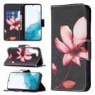 For Samsung Galaxy S22+ 5G Colored Drawing Pattern Horizontal Flip Phone Leather Case with Holder & Card Slots & Wallet(Lotus) - 1