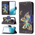 For Samsung Galaxy S22+ 5G Colored Drawing Pattern Horizontal Flip Phone Leather Case with Holder & Card Slots & Wallet(Big Butterfly) - 1