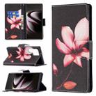 For Samsung Galaxy S22 Ultra 5G Colored Drawing Pattern Horizontal Flip Phone Leather Case with Holder & Card Slots & Wallet(Lotus) - 1