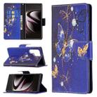 For Samsung Galaxy S22 Ultra 5G Colored Drawing Pattern Horizontal Flip Phone Leather Case with Holder & Card Slots & Wallet(Purple Butterfly) - 1