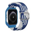 TPU Frame Buckle Braid Integrated Watch Band For Apple Watch Series 6 & SE & 5 & 4 44mm / 3 & 2 & 1 42mm(Blue and White) - 1
