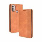 For Motorola Moto E40 / E30 / E20 Magnetic Buckle Retro Crazy Horse Texture Horizontal Flip Phone Leather Case with Holder & Card Slots & Photo Frame(Brown) - 1