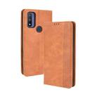 For Motorola G Pure Magnetic Buckle Retro Crazy Horse Texture Horizontal Flip Phone Leather Case with Holder & Card Slots & Photo Frame(Brown) - 1