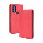For Motorola G Pure Magnetic Buckle Retro Crazy Horse Texture Horizontal Flip Phone Leather Case with Holder & Card Slots & Photo Frame(Red) - 1