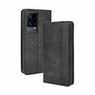 For vivo iQOO 8 Pro Magnetic Buckle Retro Crazy Horse Texture Horizontal Flip Phone Leather Case with Holder & Card Slots & Photo Frame(Black) - 1