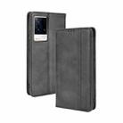 For vivo iQOO 8 Magnetic Buckle Retro Crazy Horse Texture Horizontal Flip Phone Leather Case with Holder & Card Slots & Photo Frame(Black) - 1