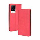 For vivo iQOO 8 Magnetic Buckle Retro Crazy Horse Texture Horizontal Flip Phone Leather Case with Holder & Card Slots & Photo Frame(Red) - 1