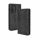 For OnePlus 9RT 5G Magnetic Buckle Retro Crazy Horse Texture Horizontal Flip Phone Leather Case with Holder & Card Slots & Photo Frame(Black) - 1