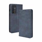 For OnePlus 9RT 5G Magnetic Buckle Retro Crazy Horse Texture Horizontal Flip Phone Leather Case with Holder & Card Slots & Photo Frame(Blue) - 1