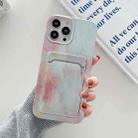 Electroplating IMD TPU Phone Case with Card Slot For iPhone 13 Pro(Pink Marble) - 1