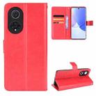 For Huawei nova 9 Crazy Horse Texture Horizontal Flip Phone Leather Case with Holder & Card Slots & Lanyard(Red) - 1