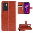 For OnePlus 9RT 5G Crazy Horse Texture Horizontal Flip Phone Leather Case with Holder & Card Slots & Lanyard(Brown) - 1