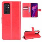 For OnePlus 9RT 5G Crazy Horse Texture Horizontal Flip Phone Leather Case with Holder & Card Slots & Lanyard(Red) - 1