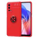 For OPPO A55 4G Metal Ring Holder 360 Degree Rotating TPU Phone Case(Red) - 1