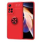For Xiaomi Redmi Note 11 Pro Metal Ring Holder 360 Degree Rotating TPU Phone Case(Red) - 1
