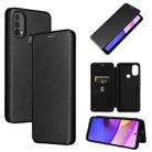 For Motorola Moto E20 / E30 / E40 Carbon Fiber Texture Horizontal Flip Leather Phone Case with Card Slot(Black) - 1