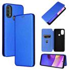 For Motorola Moto E20 / E30 / E40 Carbon Fiber Texture Horizontal Flip Leather Phone Case with Card Slot(Blue) - 1