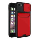 Sliding Camera Cover Design TPU + PC Shockproof Phone Case with Card Slot For iPhone 6 Plus(Red) - 1