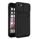 Sliding Camera Cover Design TPU + PC Shockproof Phone Case with Card Slot For iPhone 8 / 7(Black) - 1