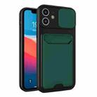 Sliding Camera Cover Design TPU + PC Shockproof Phone Case with Card Slot For iPhone 11(Dark Night Green) - 1