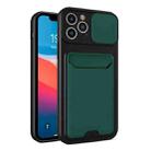 Sliding Camera Cover Design TPU + PC Shockproof Phone Case with Card Slot For iPhone 12 Pro Max(Dark Night Green) - 1