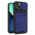 Sliding Camera Cover Design TPU + PC Shockproof Phone Case with Card Slot For iPhone 13(Royal Blue) - 1