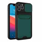 Sliding Camera Cover Design TPU + PC Shockproof Phone Case with Card Slot For iPhone 13 Pro(Dark Night Green) - 1