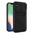 Sliding Camera Cover Design TPU + PC Shockproof Phone Case with Card Slot For iPhone X / XS(Black) - 1