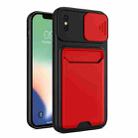 Sliding Camera Cover Design TPU + PC Shockproof Phone Case with Card Slot For iPhone X / XS(Red) - 1