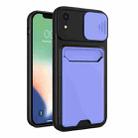 Sliding Camera Cover Design TPU + PC Shockproof Phone Case with Card Slot For iPhone XR(Lilac Purple) - 1