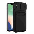 Sliding Camera Cover Design TPU + PC Shockproof Phone Case with Card Slot For iPhone XS Max(Black) - 1