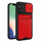 Sliding Camera Cover Design TPU + PC Shockproof Phone Case with Card Slot For iPhone XS Max(Red) - 1