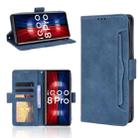 For vivo iQOO 8 Pro Skin Feel Calf Pattern Horizontal Flip Leather Phone Case with Holder & Card Slots & Photo Frame(Blue) - 1