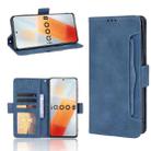 For vivo iQOO 8 Skin Feel Calf Pattern Horizontal Flip Leather Phone Case with Holder & Card Slots & Photo Frame(Blue) - 1